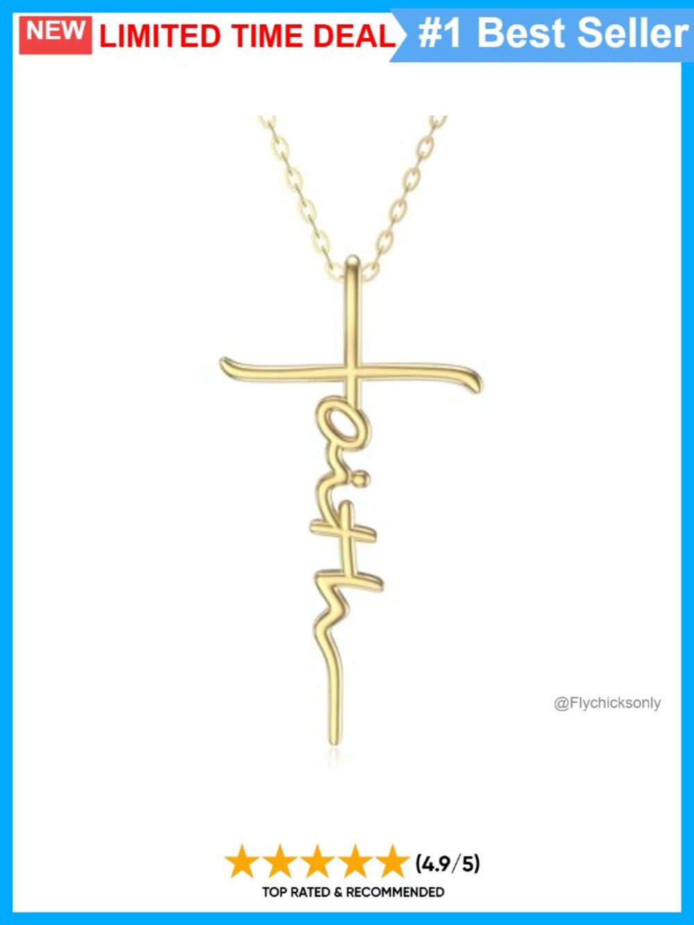 14K Gold Cross Necklace Small Faith Pendant 16 Inch Gift for Her